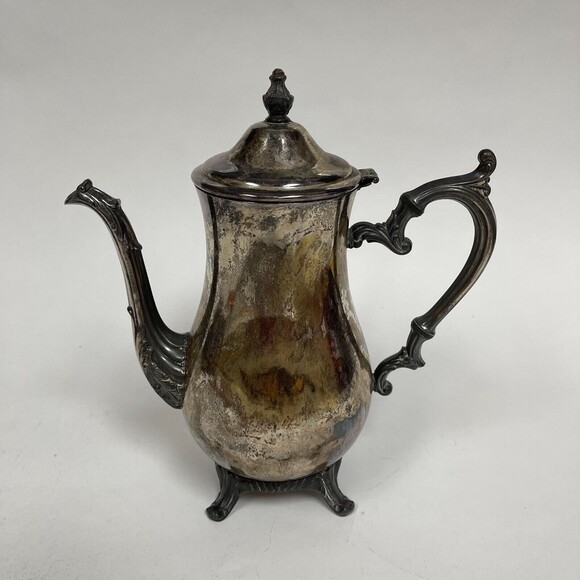 WM. Rogers 800 Silver-plate Tea Coffee Pot For Crafts Hinged Lid Eagle Star - Picture 3 of 9